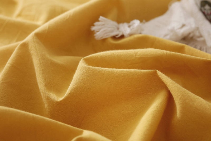 F.Y.Dreams 100% Washed Cotton Duvet Cover for Weighted Blanket 60x80 inches with 8 Ties, Zipper on Long Side/Yellow/Just Duvet Cover - Image 2